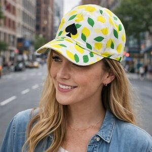 Kate Spade New York Baseball Printed Cap/Hat, Lemon Toss